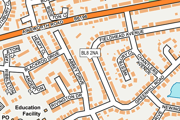 BL8 2NA map - OS OpenMap – Local (Ordnance Survey)