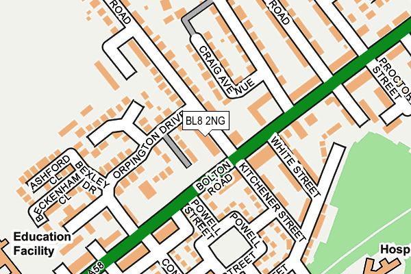 BL8 2NG map - OS OpenMap – Local (Ordnance Survey)