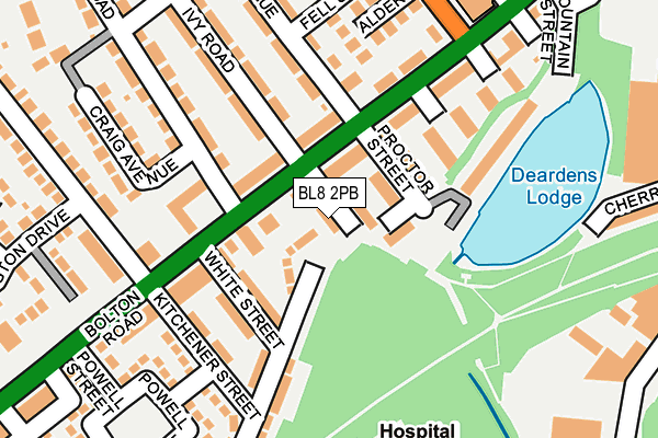 BL8 2PB map - OS OpenMap – Local (Ordnance Survey)