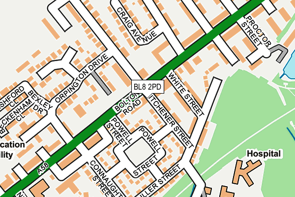 BL8 2PD map - OS OpenMap – Local (Ordnance Survey)