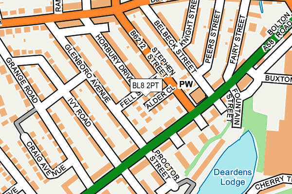 BL8 2PT map - OS OpenMap – Local (Ordnance Survey)