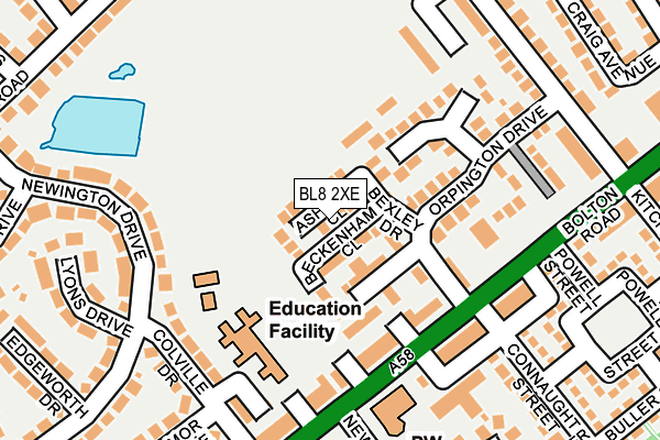 BL8 2XE map - OS OpenMap – Local (Ordnance Survey)