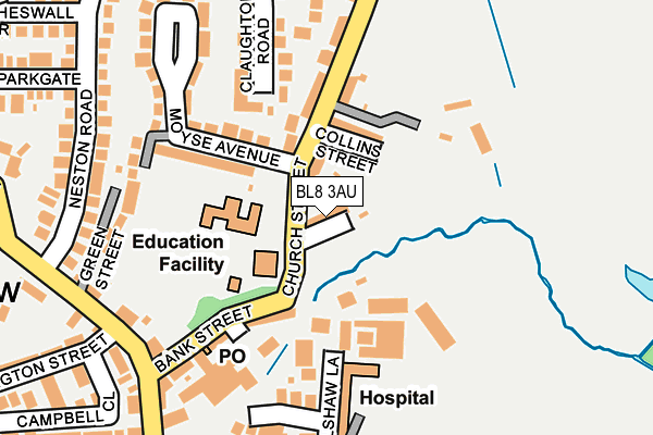 BL8 3AU map - OS OpenMap – Local (Ordnance Survey)