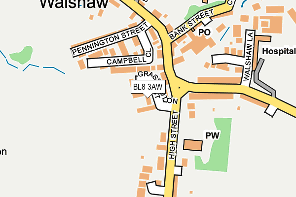 BL8 3AW map - OS OpenMap – Local (Ordnance Survey)