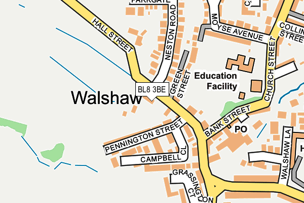 BL8 3BE map - OS OpenMap – Local (Ordnance Survey)