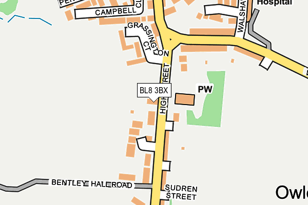 BL8 3BX map - OS OpenMap – Local (Ordnance Survey)