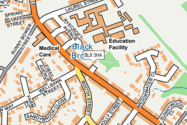 BL8 3HA map - OS OpenMap – Local (Ordnance Survey)