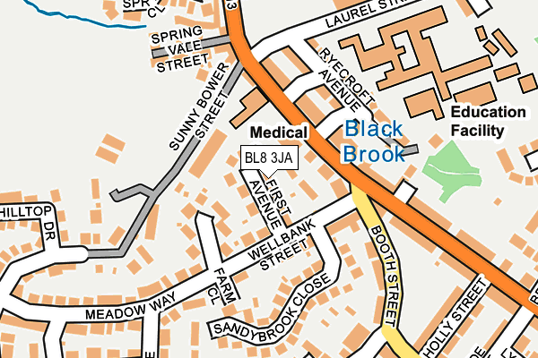 BL8 3JA map - OS OpenMap – Local (Ordnance Survey)