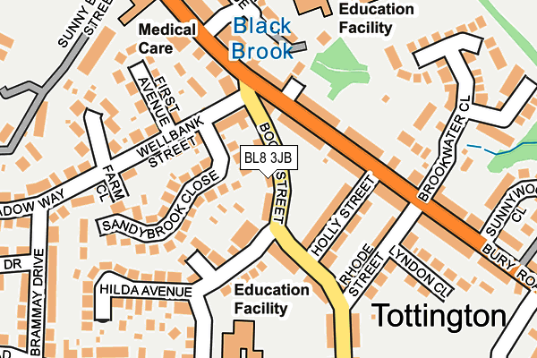 BL8 3JB map - OS OpenMap – Local (Ordnance Survey)