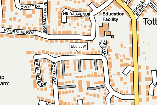 BL8 3JW map - OS OpenMap – Local (Ordnance Survey)