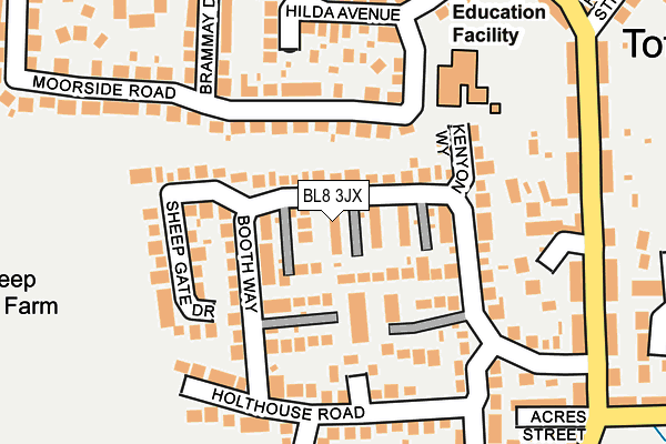 BL8 3JX map - OS OpenMap – Local (Ordnance Survey)