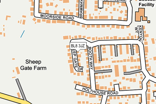 BL8 3JZ map - OS OpenMap – Local (Ordnance Survey)