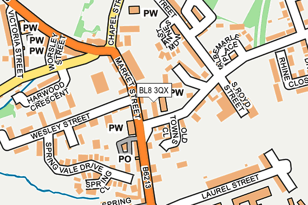 BL8 3QX map - OS OpenMap – Local (Ordnance Survey)