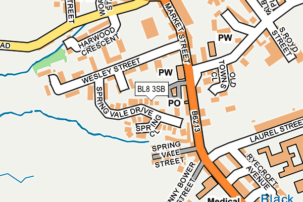 BL8 3SB map - OS OpenMap – Local (Ordnance Survey)