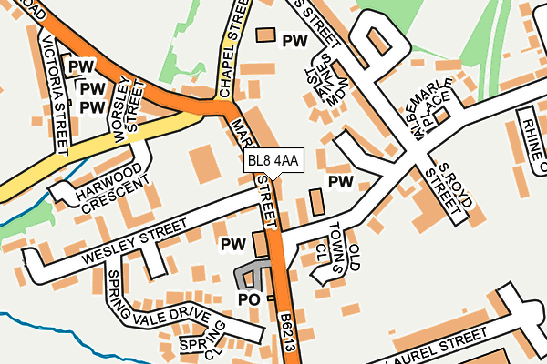 BL8 4AA map - OS OpenMap – Local (Ordnance Survey)