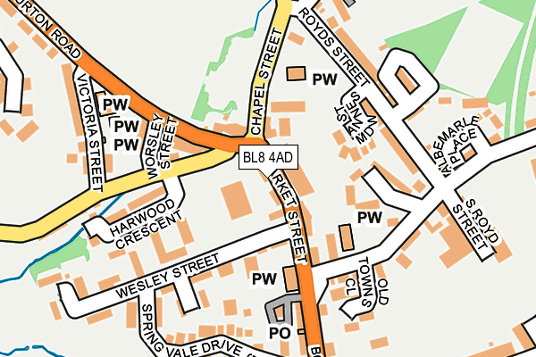 BL8 4AD map - OS OpenMap – Local (Ordnance Survey)