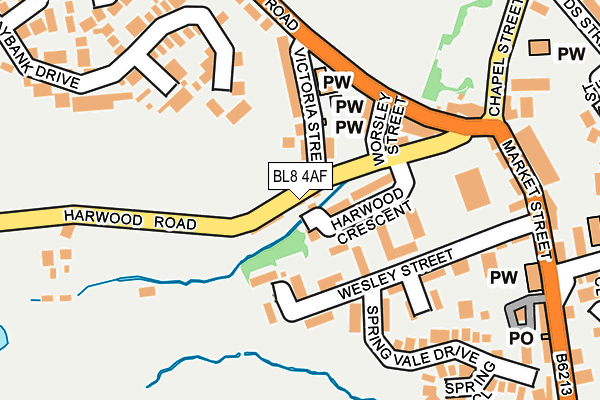 BL8 4AF map - OS OpenMap – Local (Ordnance Survey)