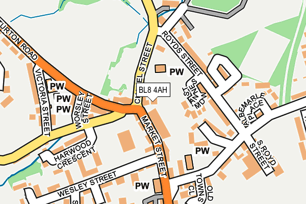 BL8 4AH map - OS OpenMap – Local (Ordnance Survey)