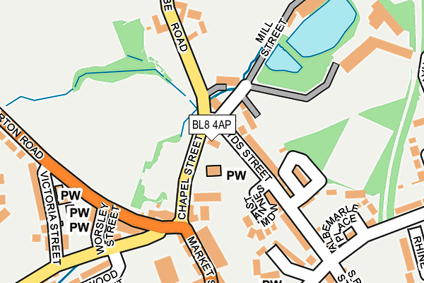 BL8 4AP map - OS OpenMap – Local (Ordnance Survey)
