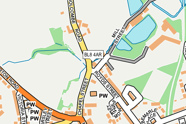 BL8 4AR map - OS OpenMap – Local (Ordnance Survey)