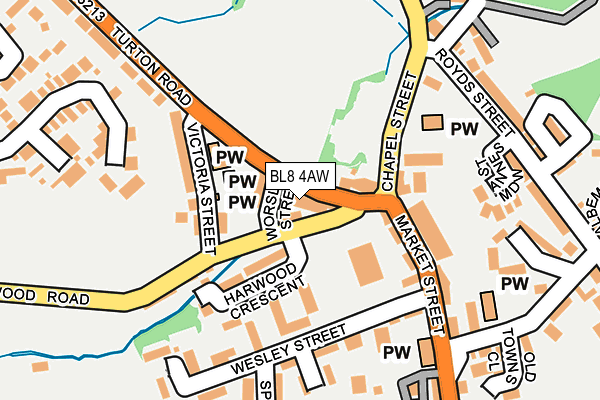 BL8 4AW map - OS OpenMap – Local (Ordnance Survey)