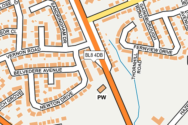 BL8 4DB map - OS OpenMap – Local (Ordnance Survey)