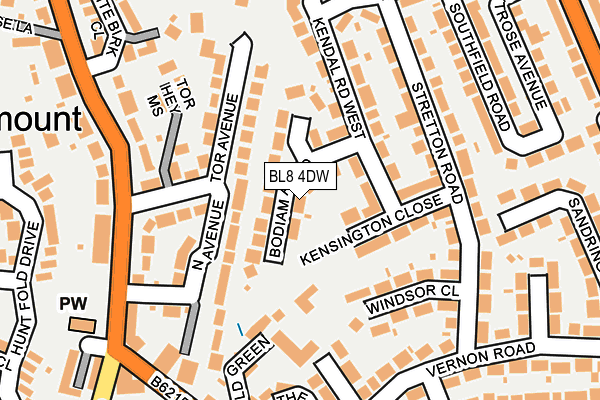 BL8 4DW map - OS OpenMap – Local (Ordnance Survey)
