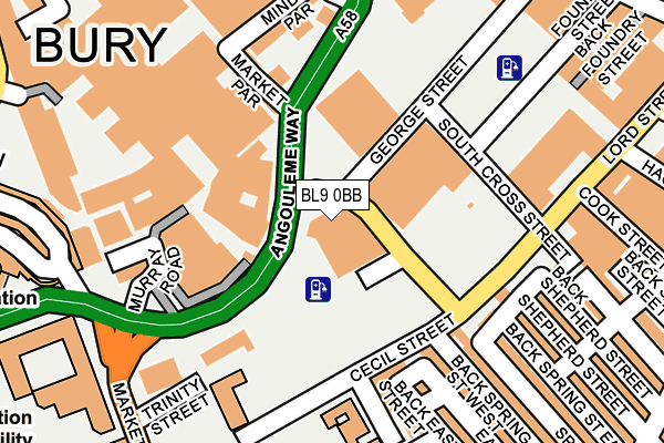BL9 0BB map - OS OpenMap – Local (Ordnance Survey)