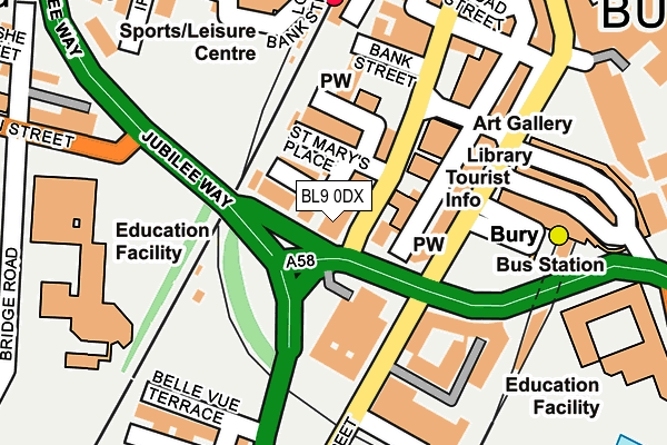 BL9 0DX map - OS OpenMap – Local (Ordnance Survey)