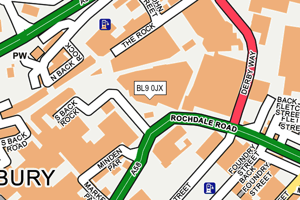 BL9 0JX map - OS OpenMap – Local (Ordnance Survey)