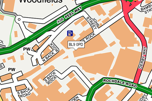 BL9 0PD map - OS OpenMap – Local (Ordnance Survey)