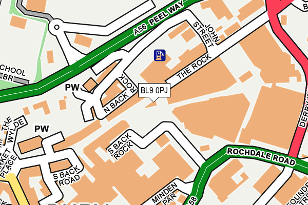 BL9 0PJ map - OS OpenMap – Local (Ordnance Survey)