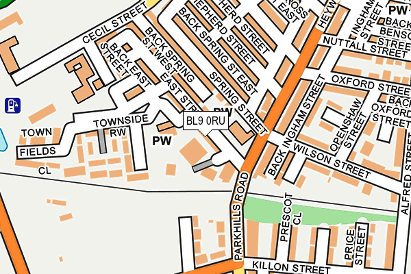BL9 0RU map - OS OpenMap – Local (Ordnance Survey)