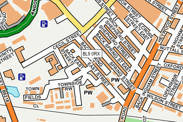 BL9 0RX map - OS OpenMap – Local (Ordnance Survey)