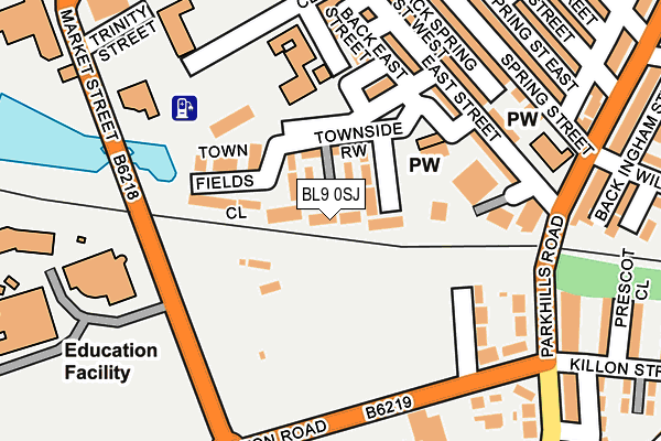 BL9 0SJ map - OS OpenMap – Local (Ordnance Survey)