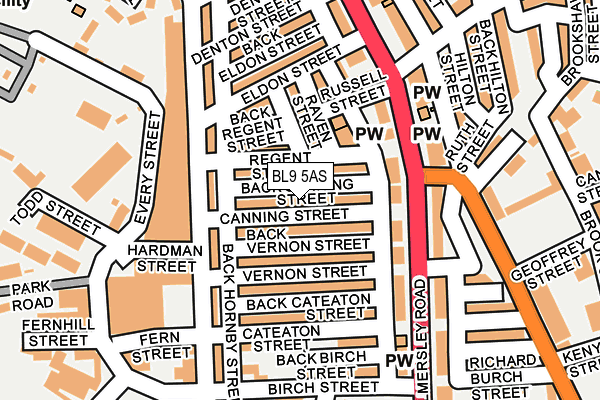 BL9 5AS map - OS OpenMap – Local (Ordnance Survey)