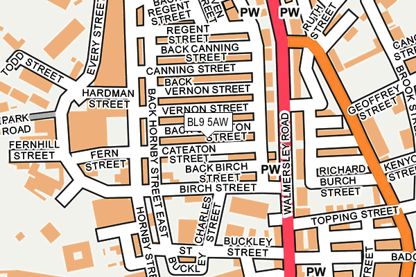 BL9 5AW map - OS OpenMap – Local (Ordnance Survey)
