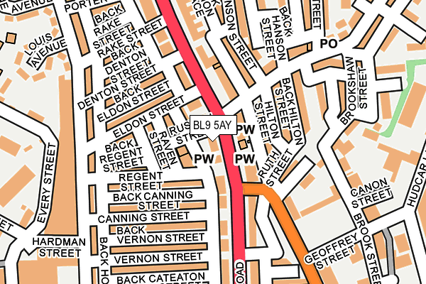 BL9 5AY map - OS OpenMap – Local (Ordnance Survey)