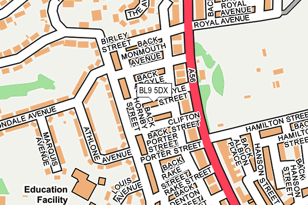 BL9 5DX map - OS OpenMap – Local (Ordnance Survey)