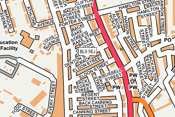 BL9 5EJ map - OS OpenMap – Local (Ordnance Survey)