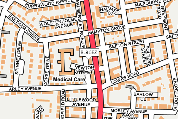 BL9 5EZ map - OS OpenMap – Local (Ordnance Survey)