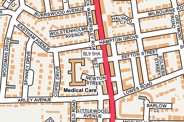 BL9 5HA map - OS OpenMap – Local (Ordnance Survey)