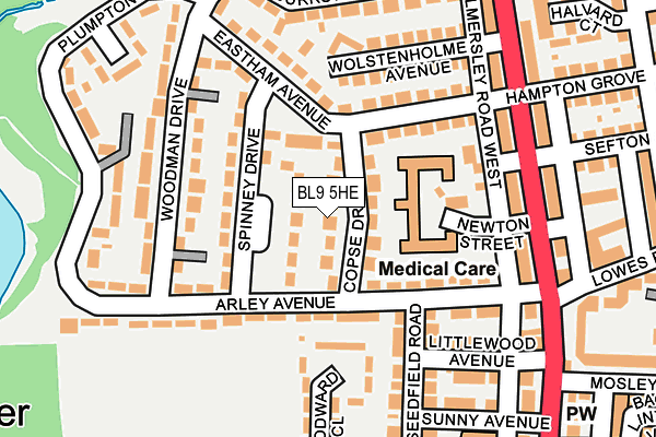 BL9 5HE map - OS OpenMap – Local (Ordnance Survey)