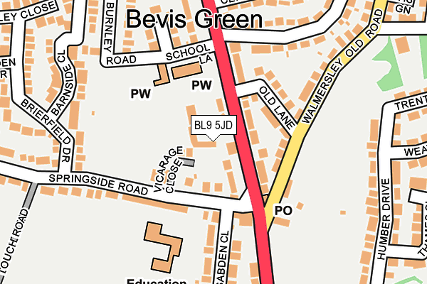 BL9 5JD map - OS OpenMap – Local (Ordnance Survey)