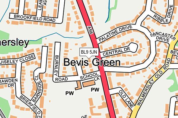 BL9 5JN map - OS OpenMap – Local (Ordnance Survey)