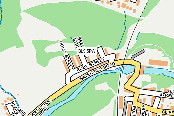 BL9 5PW map - OS OpenMap – Local (Ordnance Survey)