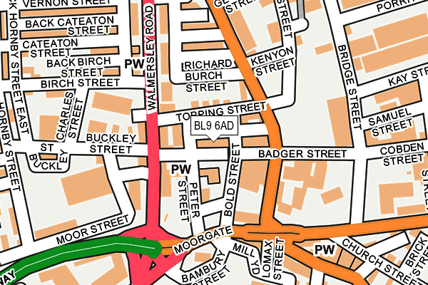 BL9 6AD map - OS OpenMap – Local (Ordnance Survey)