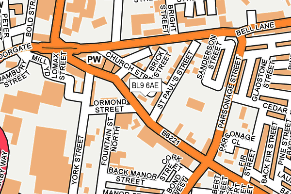 BL9 6AE map - OS OpenMap – Local (Ordnance Survey)