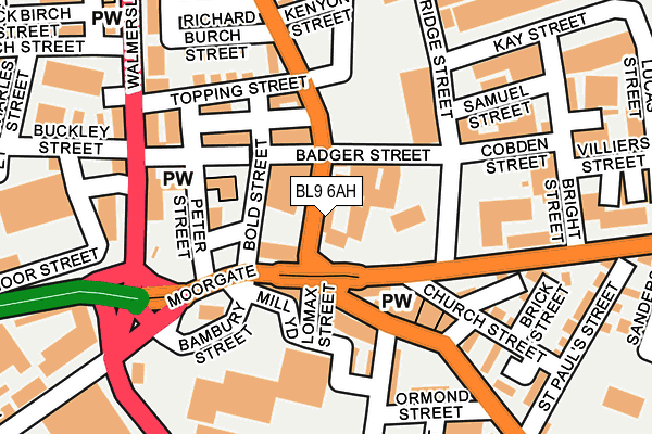 BL9 6AH map - OS OpenMap – Local (Ordnance Survey)