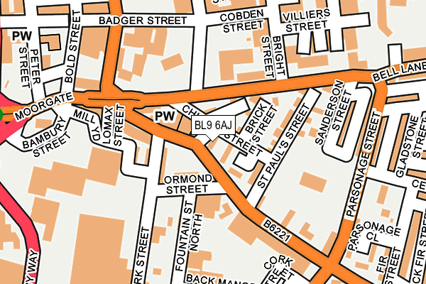 BL9 6AJ map - OS OpenMap – Local (Ordnance Survey)